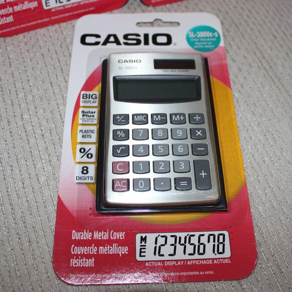 3/$55❤️sealed CASIO SL-300Ve-S Calculator Big Display Solar With Metal Cover NOS - Picture 2 of 6